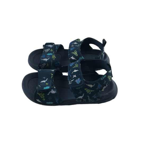 H&M Sandals Shoe Size 10-1.5 junior Navy Blue Dinosaur Print Pattern