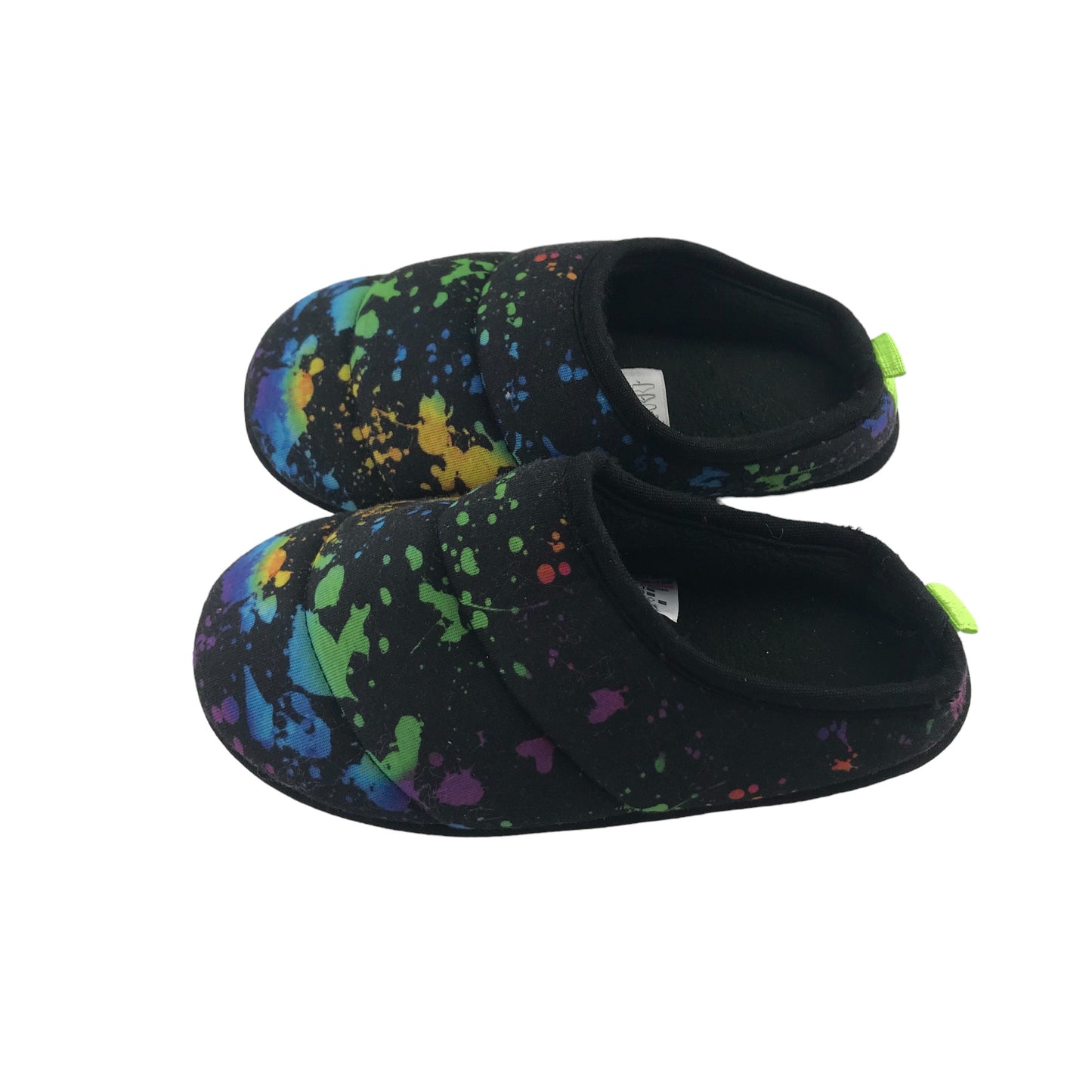 Next Slipper Shoe Size 13 Junior Black with Multicoloured paint splashes