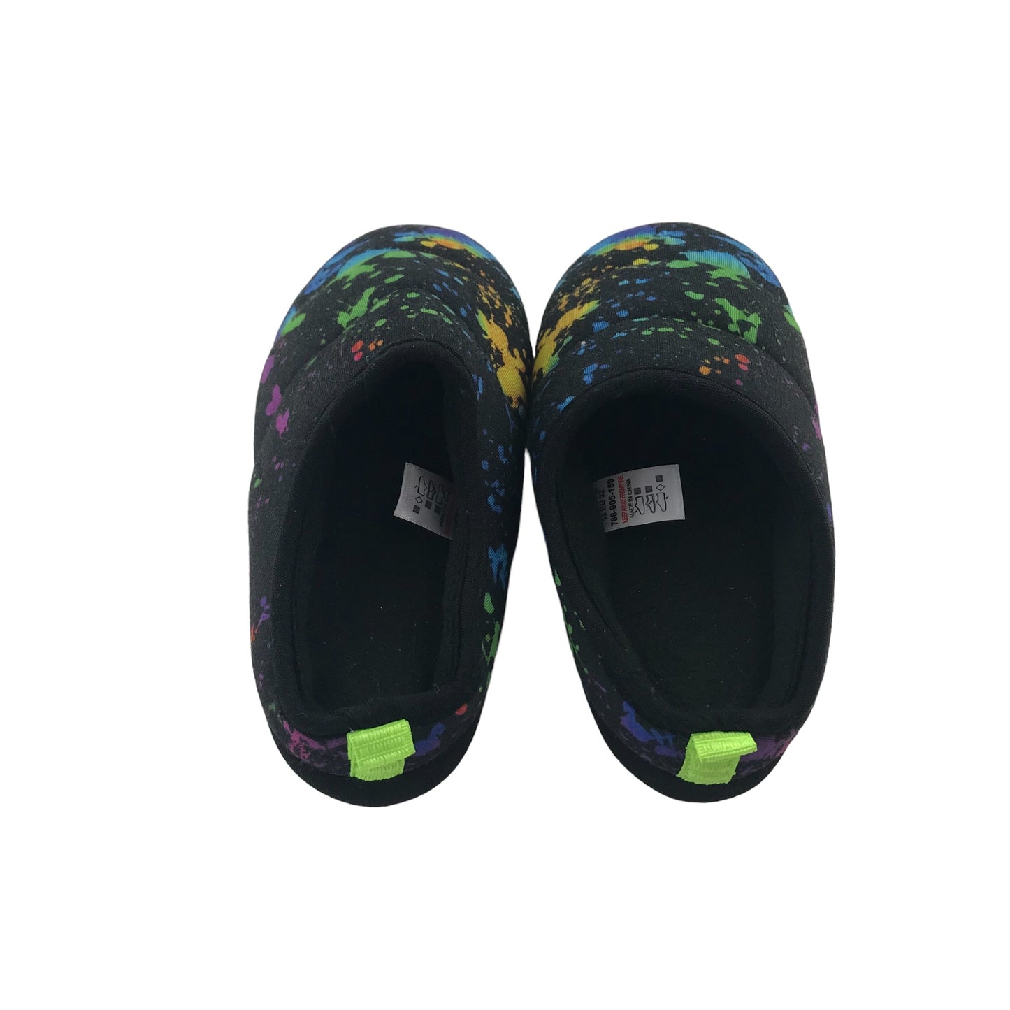 Next Slipper Shoe Size 13 Junior Black with Multicoloured paint splashes