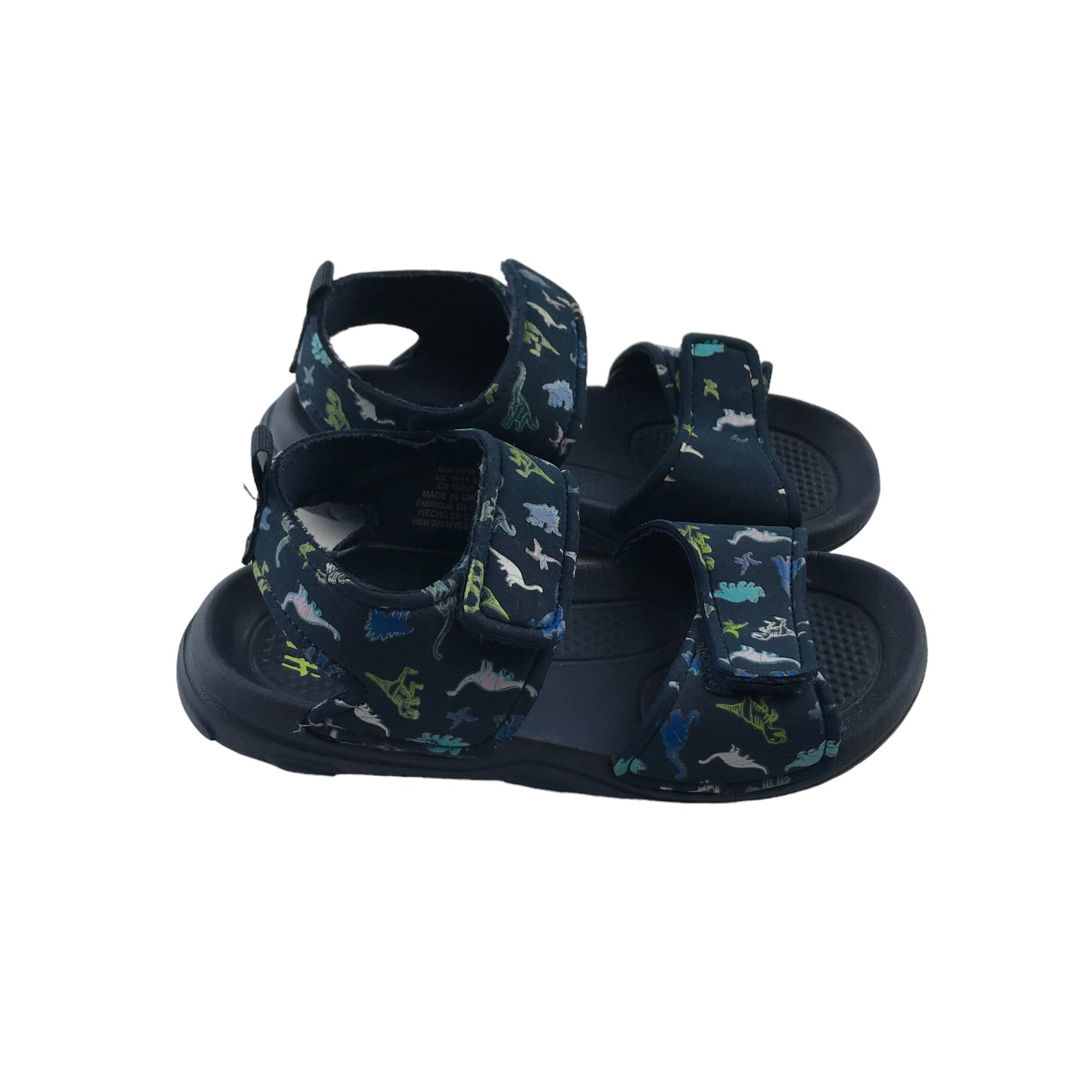 H&M Sandals Shoe Size 10-1.5 junior Navy Blue Dinosaur Print Pattern