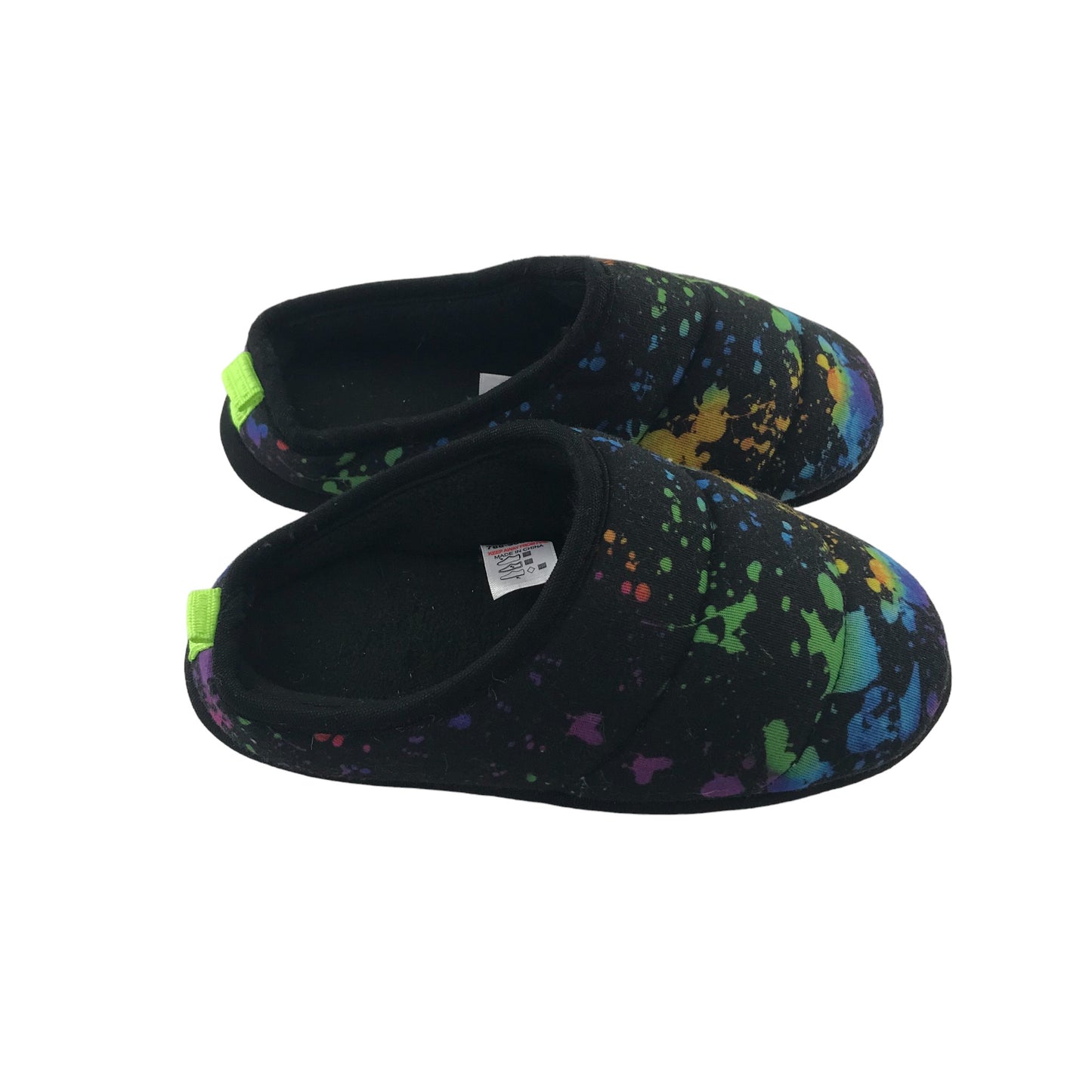 Next Slipper Shoe Size 13 Junior Black with Multicoloured paint splashes