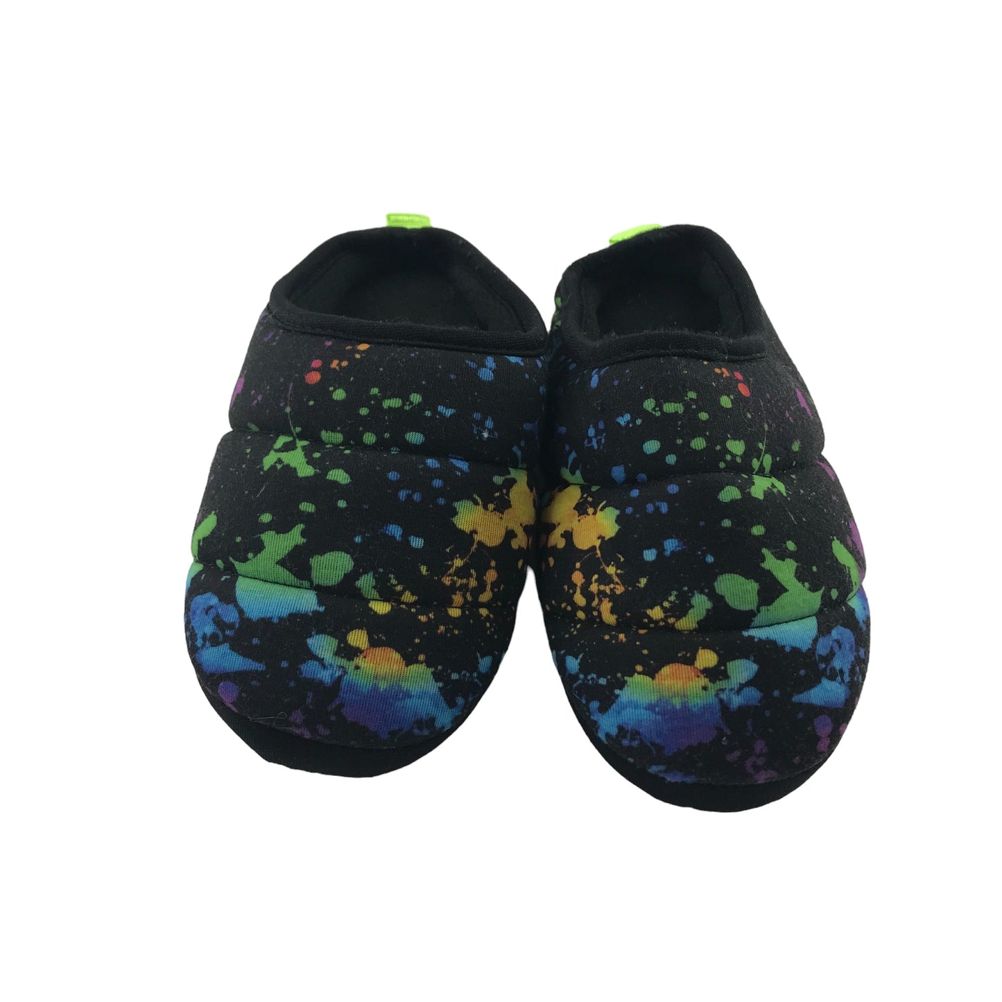 Next Slipper Shoe Size 13 Junior Black with Multicoloured paint splashes