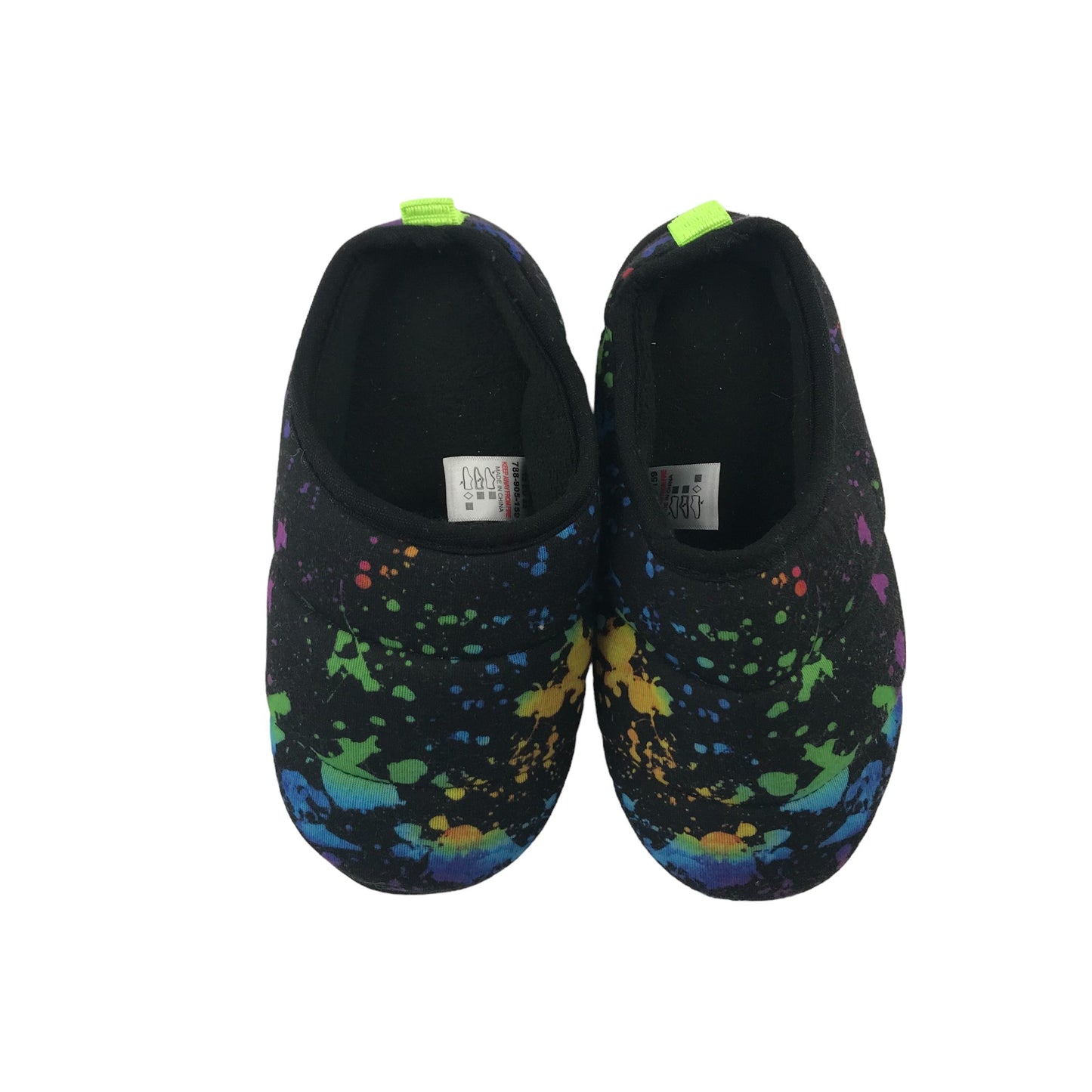 Next Slipper Shoe Size 13 Junior Black with Multicoloured paint splashes