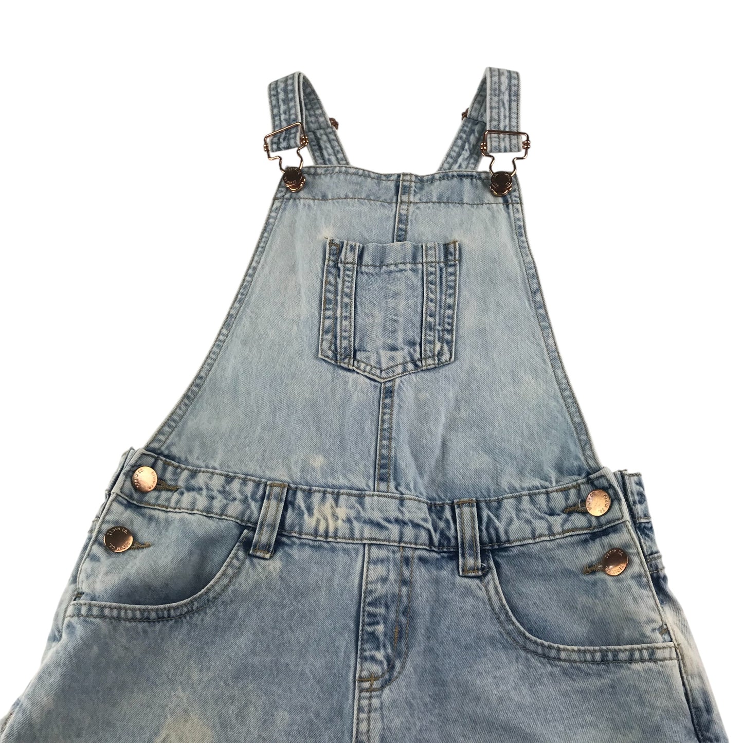 Primark dungaree shorts 10-11 years blue washed denim plain cotton