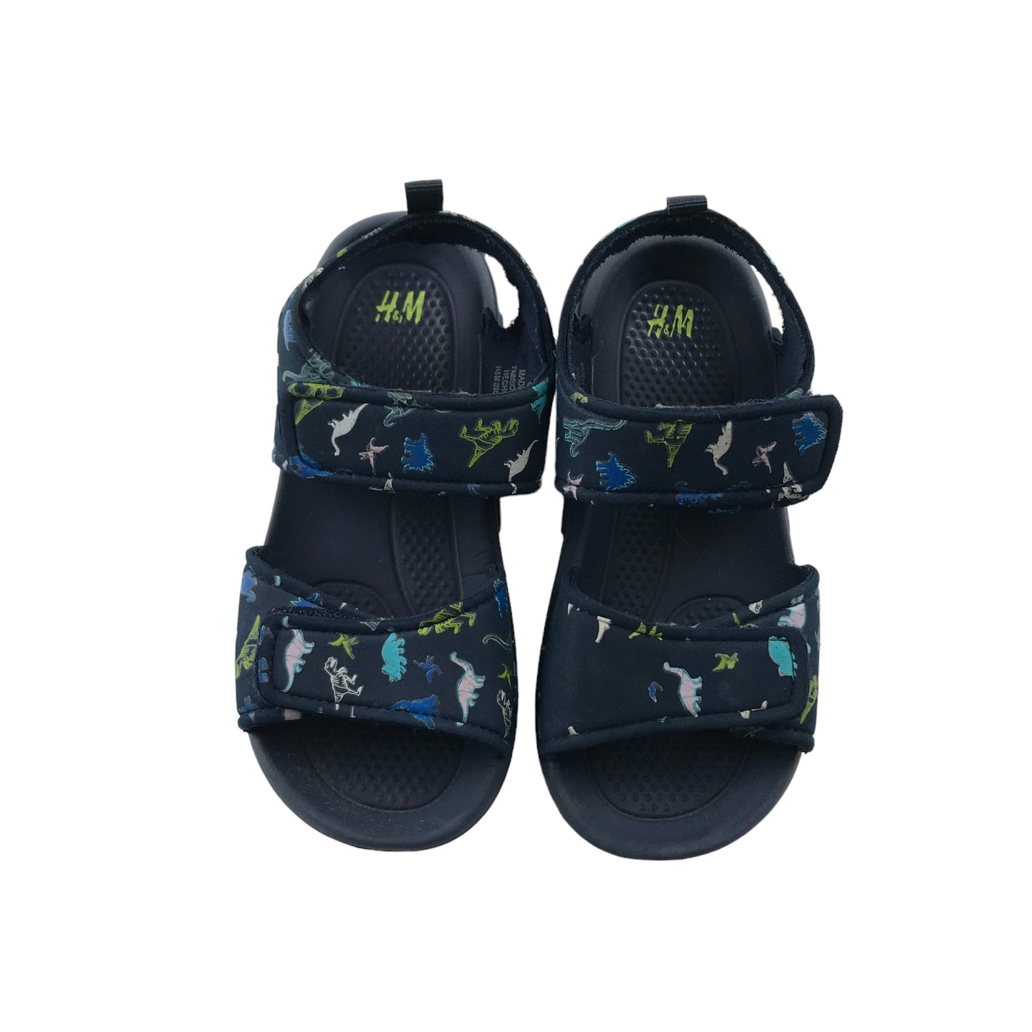 H&M Sandals Shoe Size 10-1.5 junior Navy Blue Dinosaur Print Pattern
