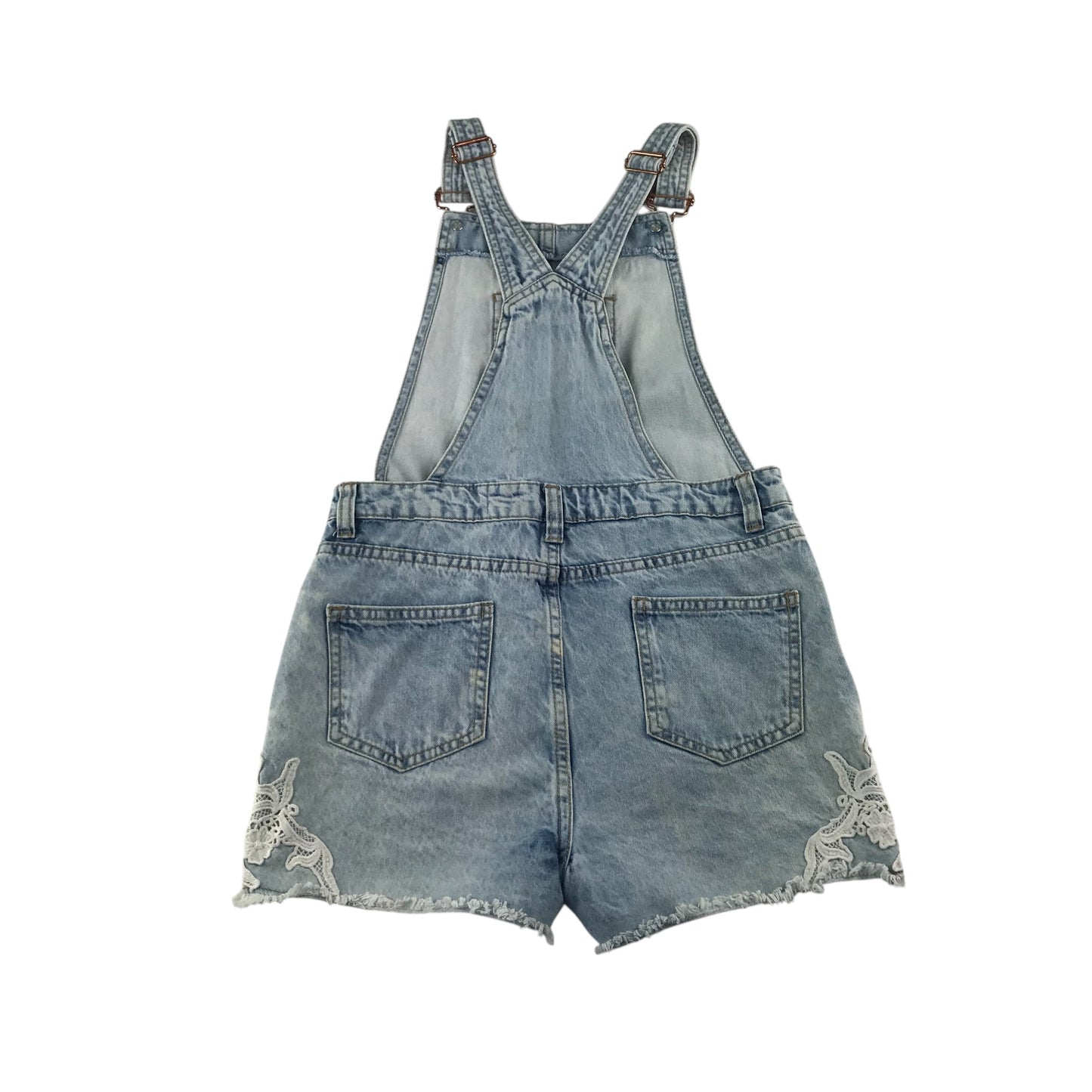 Primark dungaree shorts 10-11 years blue washed denim plain cotton