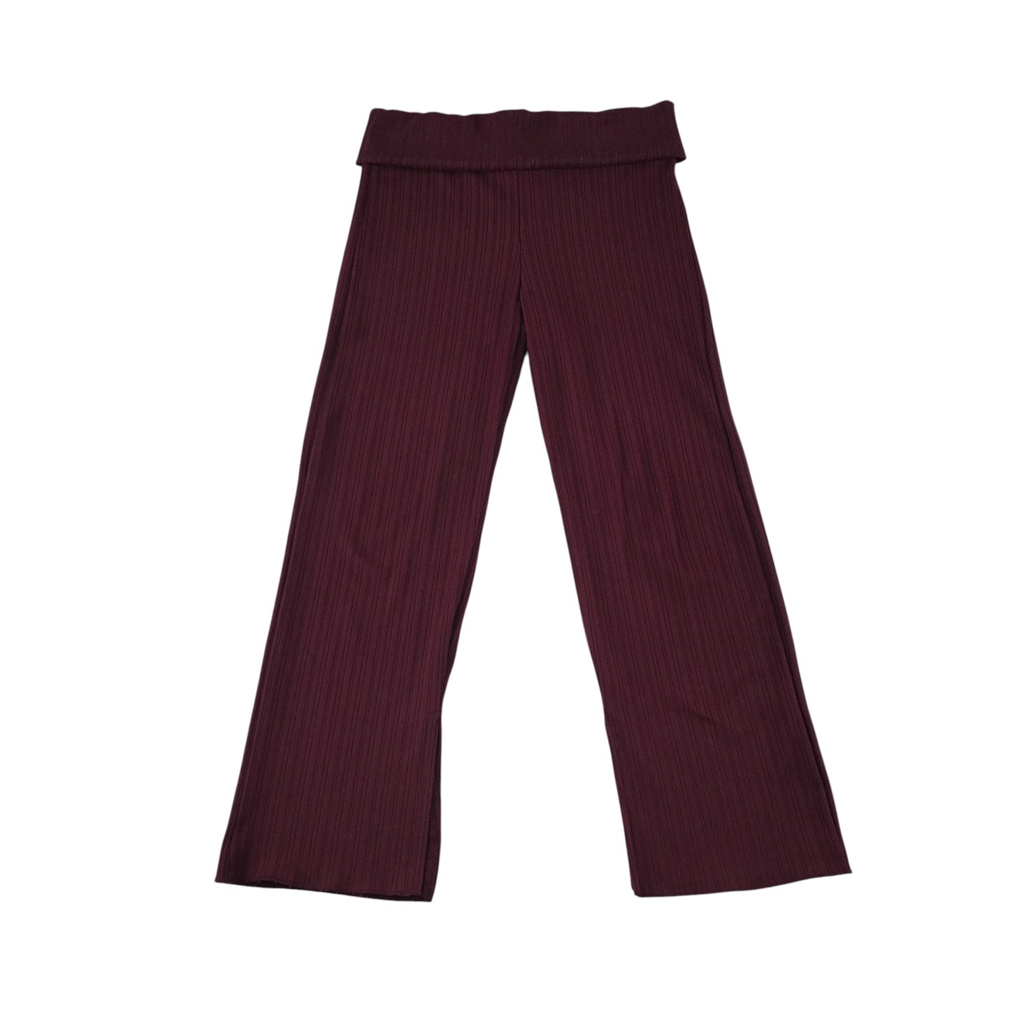 Zara trousers 6-7 years burgundy plain ribbed folded waist