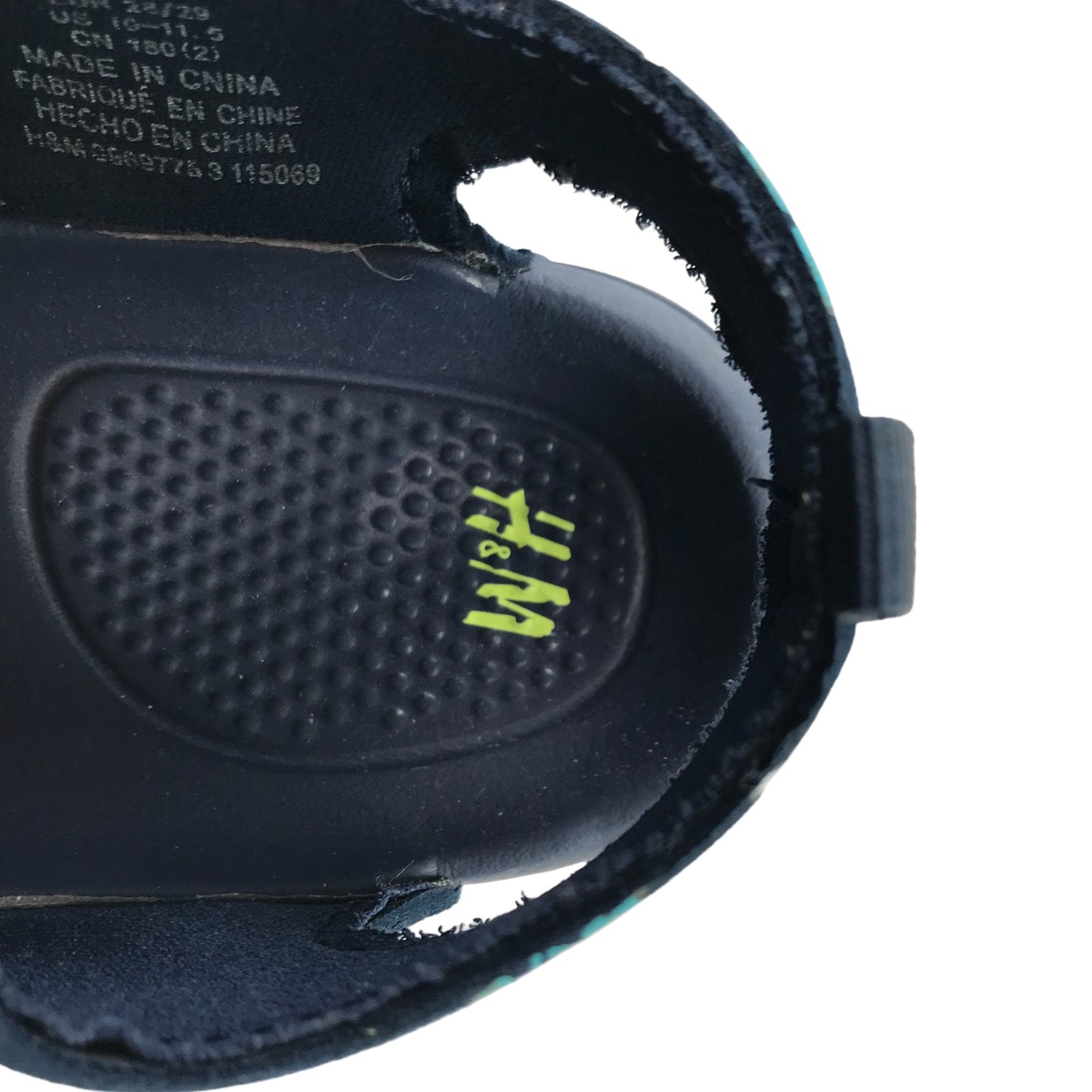 H&M Sandals Shoe Size 10-1.5 junior Navy Blue Dinosaur Print Pattern