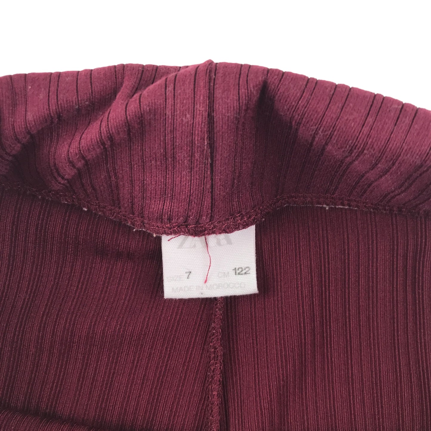 Zara trousers 6-7 years burgundy plain ribbed folded waist