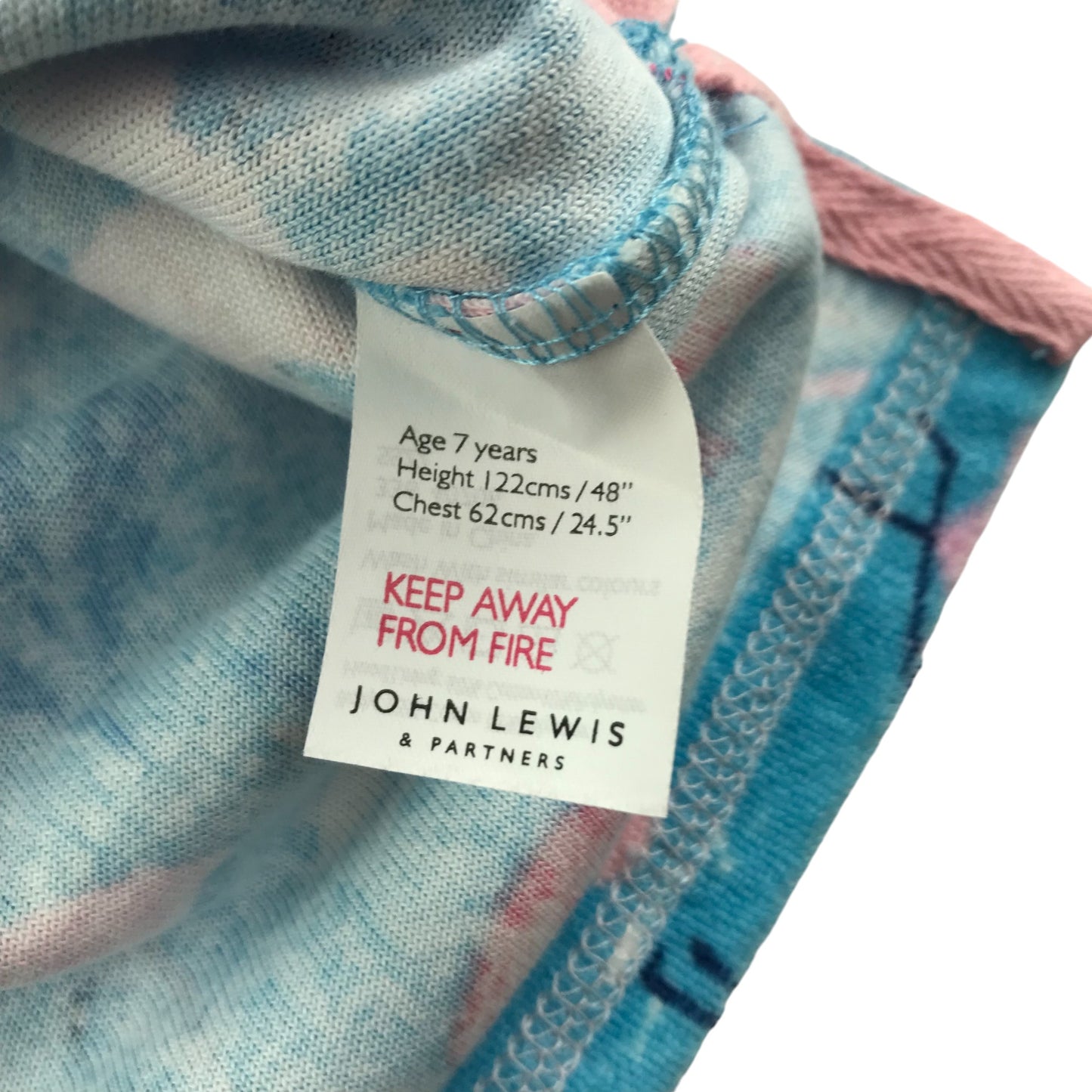 John Lewis blanket hoodie 6-7 years blue flamingo graphic print