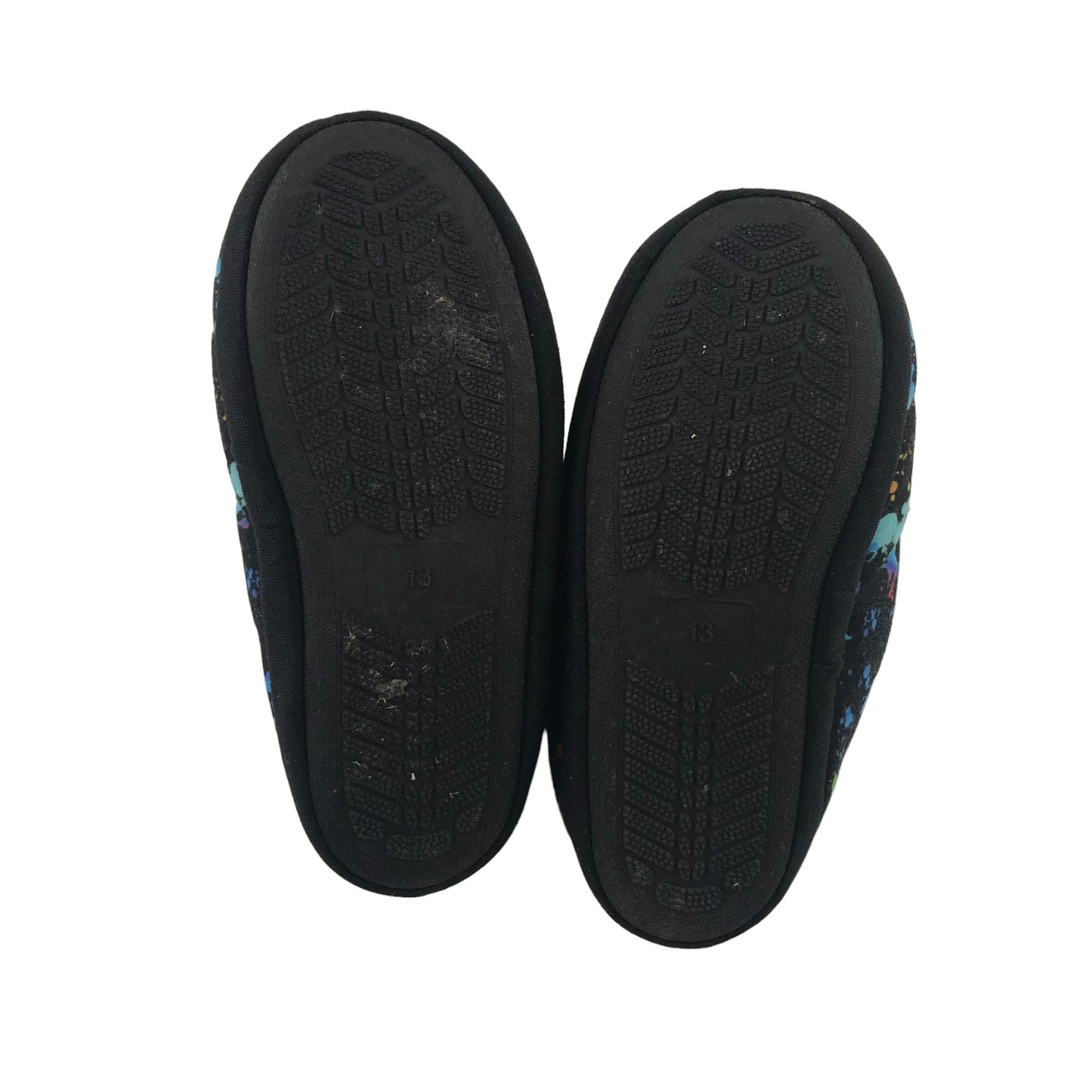 Next Slipper Shoe Size 13 Junior Black with Multicoloured paint splashes