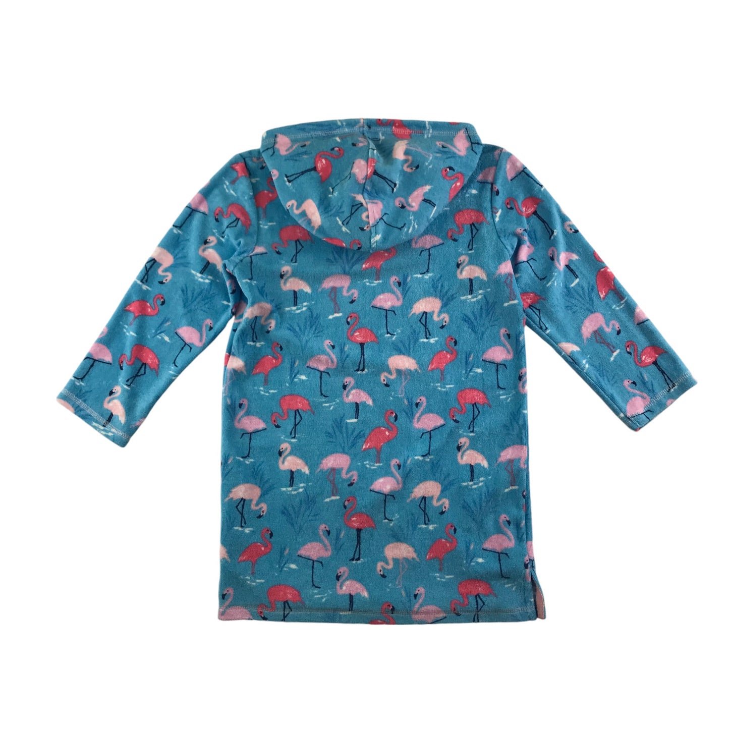 John Lewis blanket hoodie 6-7 years blue flamingo graphic print