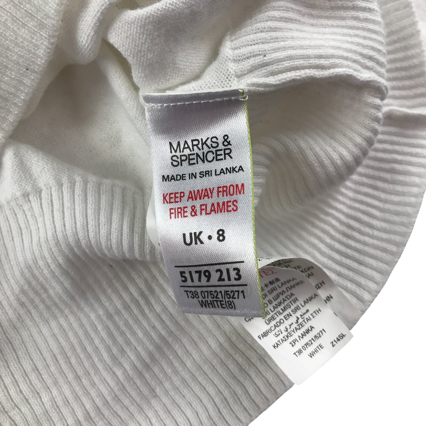 M&S Cardigan UK 8 White Knit Button Up Cotton