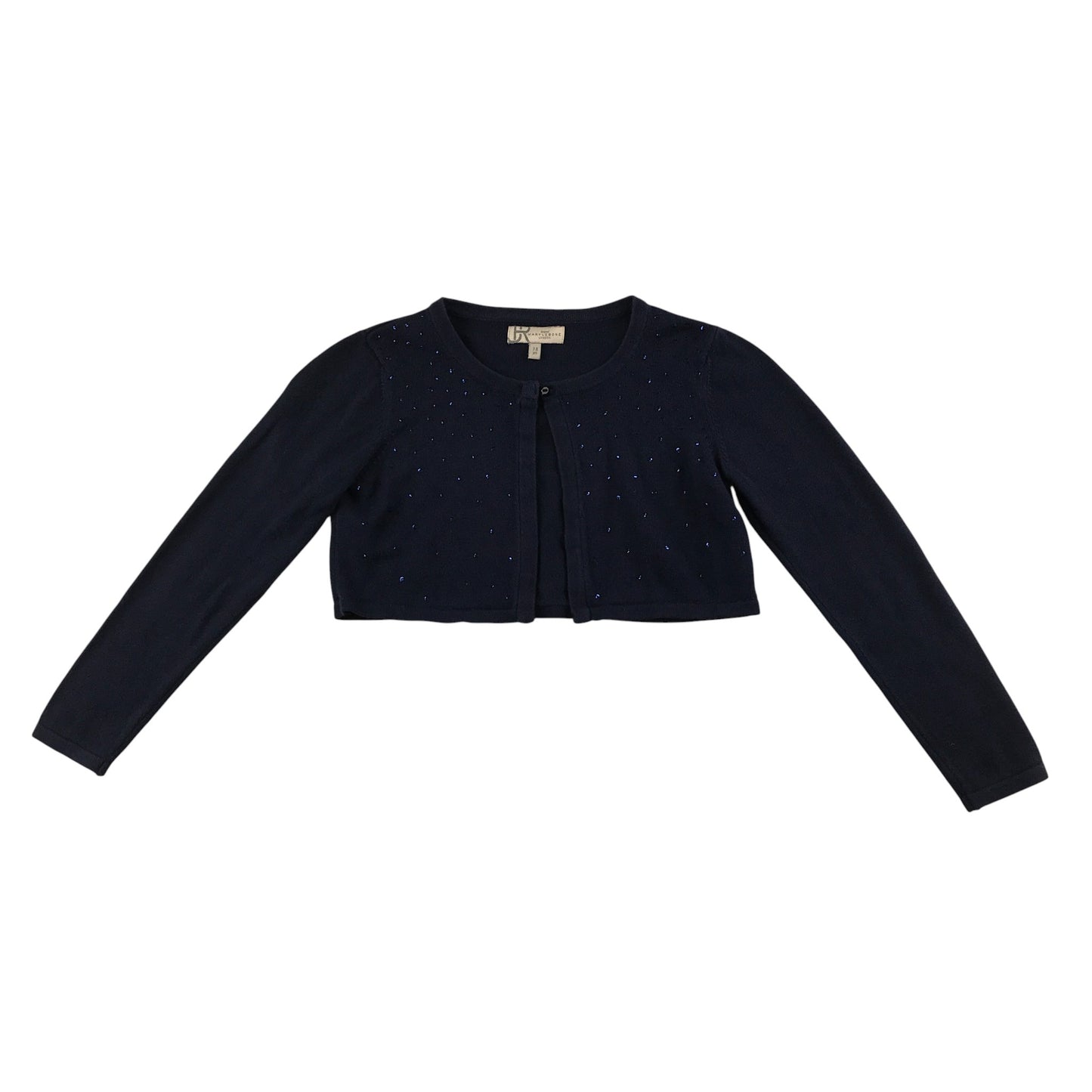 BHS Cropped Cardigan 7-8 Years Navy Cotton Sequins