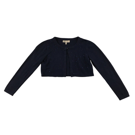 BHS Cropped Cardigan 7-8 Years Navy Cotton Sequins