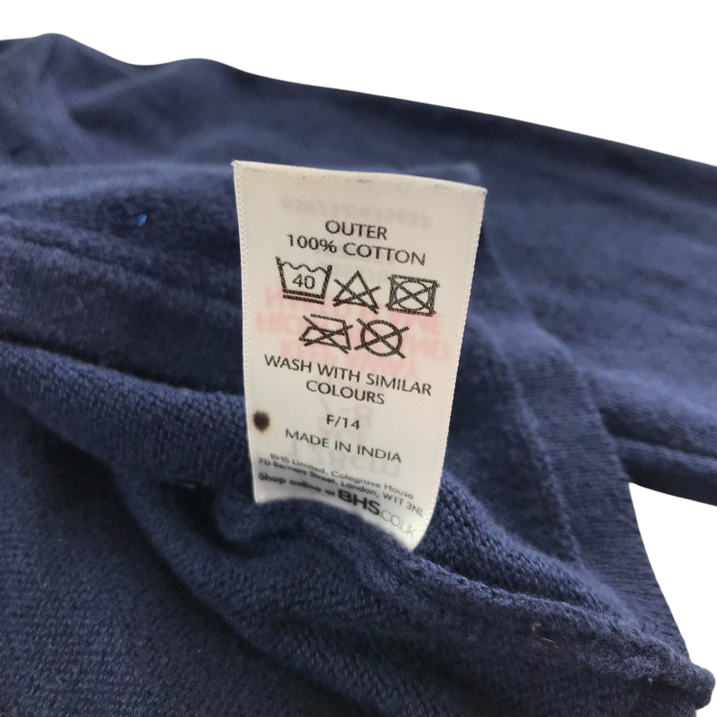 BHS Cropped Cardigan 7-8 Years Navy Cotton Sequins