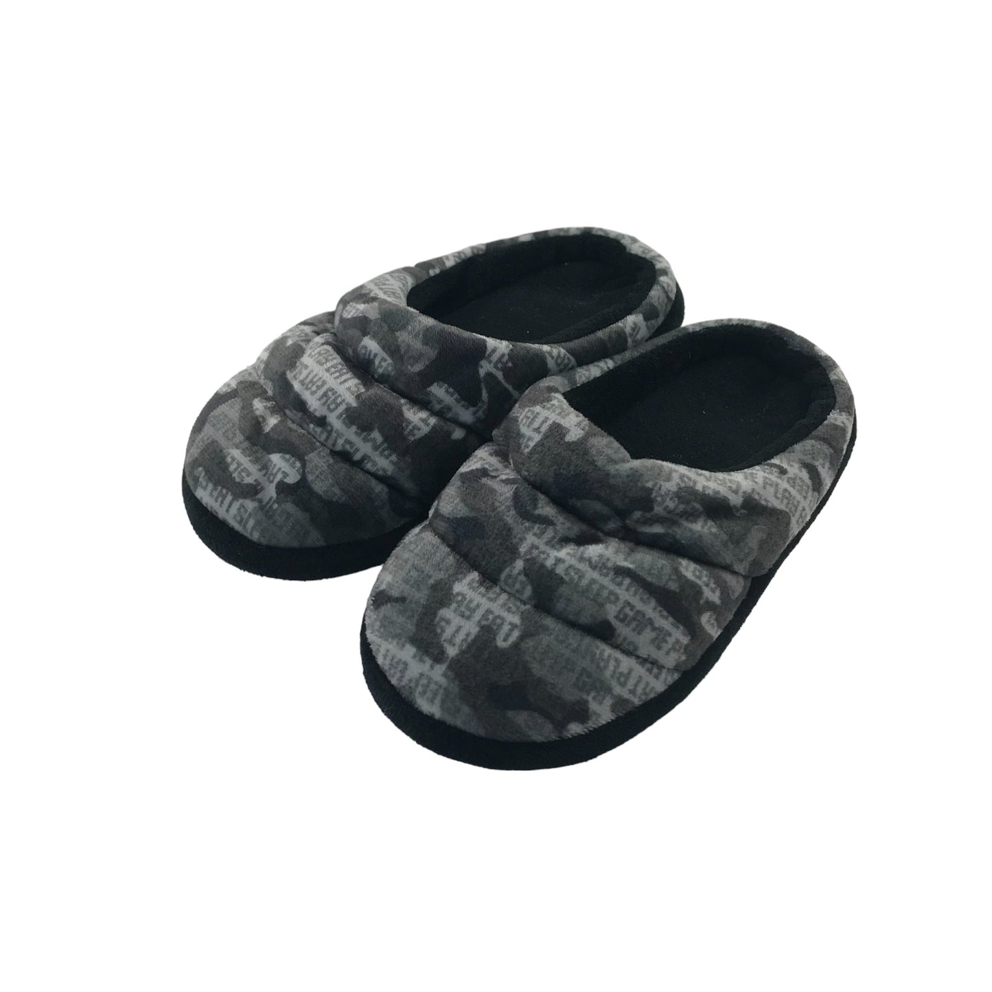 Slippers 13 Junior Grey Camo Eat Sleep Game Print