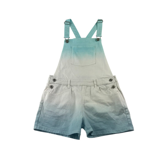 Primark dungaree shorts 11-12 years white and light blue denim