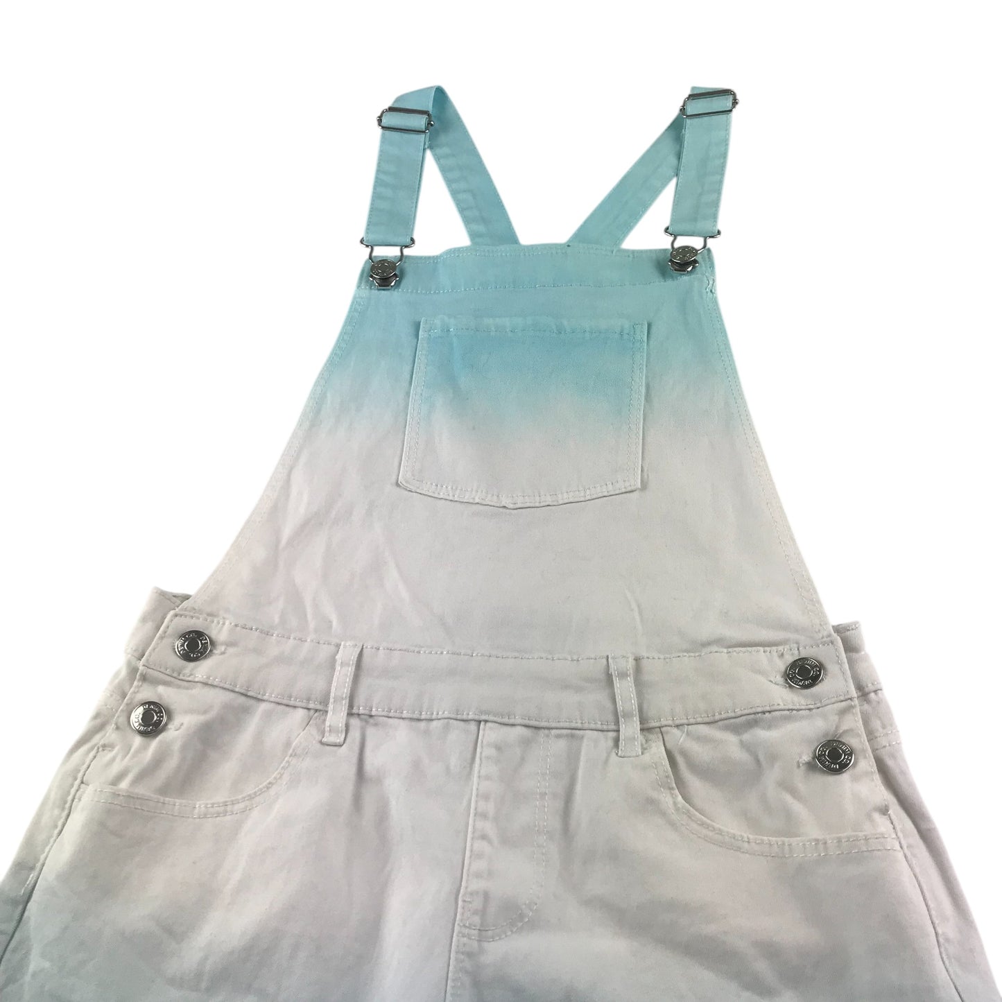 Primark dungaree shorts 11-12 years white and light blue denim