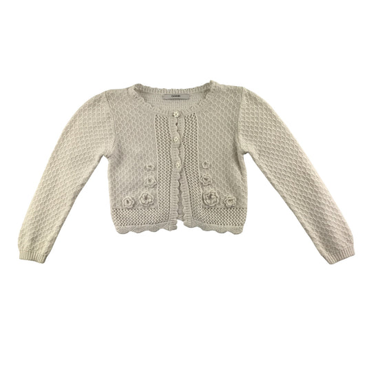 Handknitted Cropped Cardigan 7-8 Years White Button Up