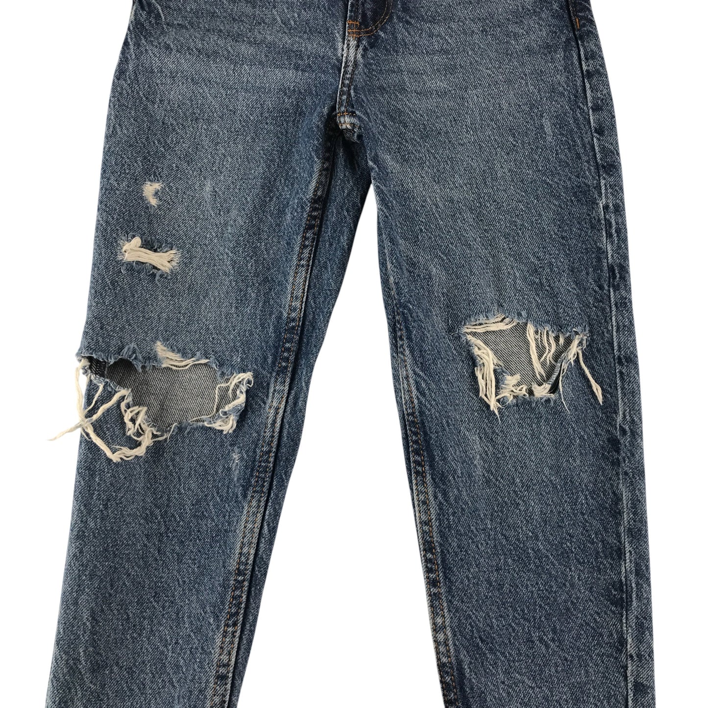 Primark jeans 7-8 year blue ripped knee mom style adjustable waist cotton
