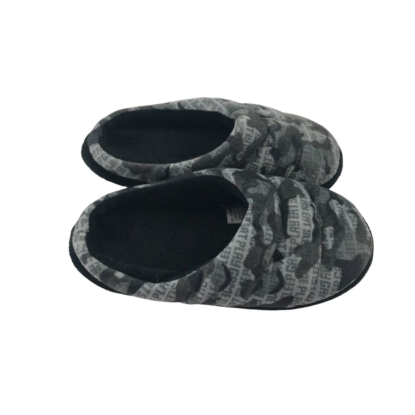 Slippers 13 Junior Grey Camo Eat Sleep Game Print