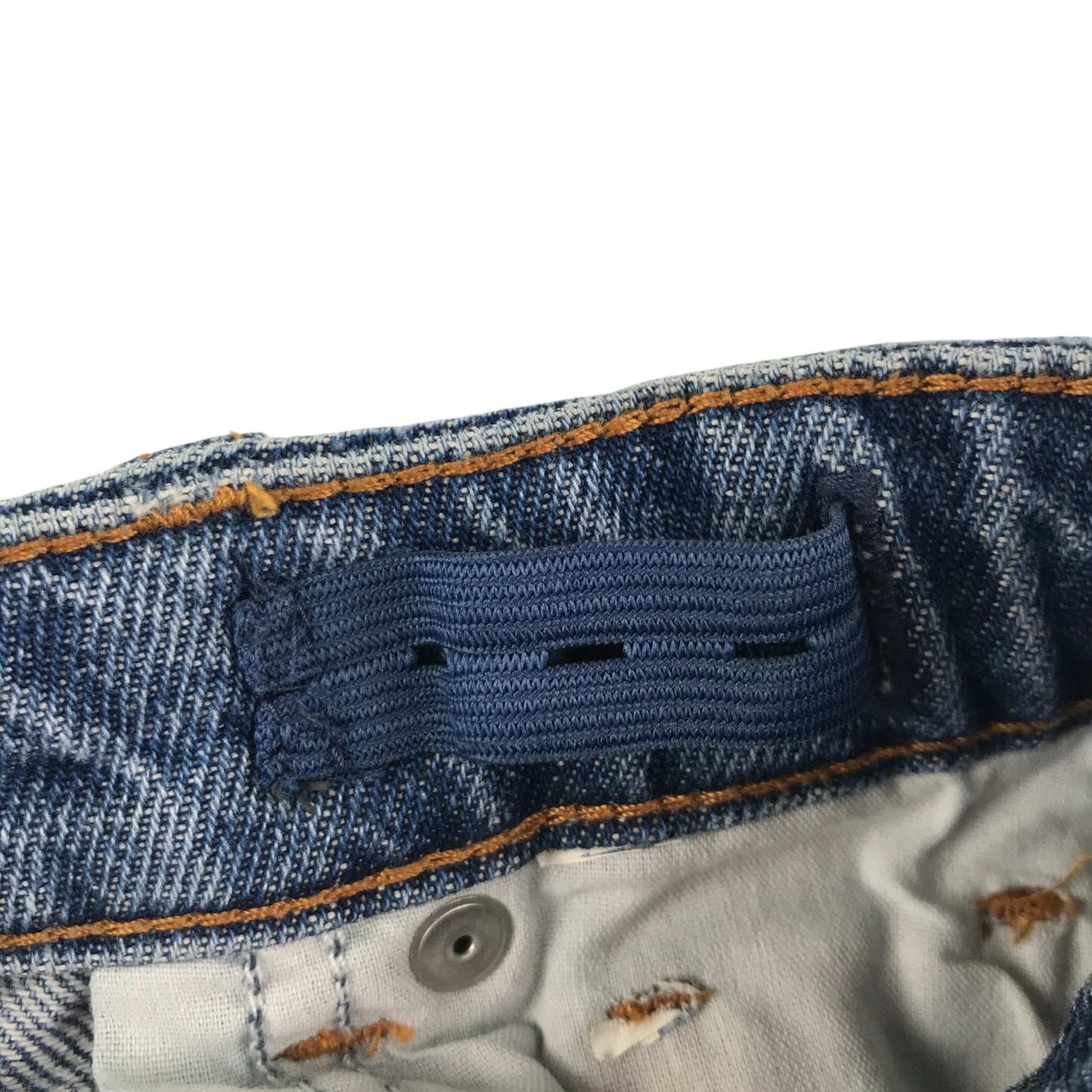 Primark jeans 7-8 year blue ripped knee mom style adjustable waist cotton