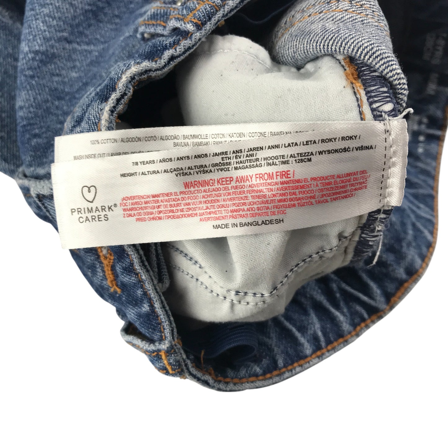 Primark jeans 7-8 year blue ripped knee mom style adjustable waist cotton