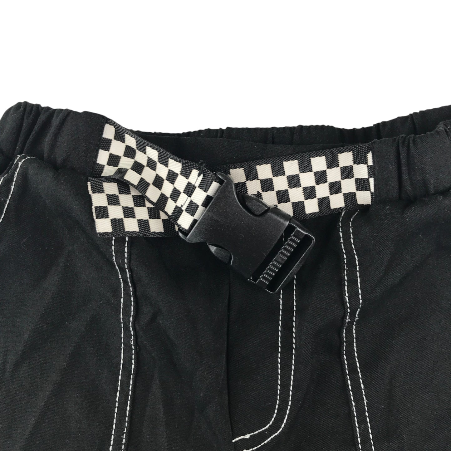 Shein trouser 8-9 year black elasticated waist straight leg adjustable belt