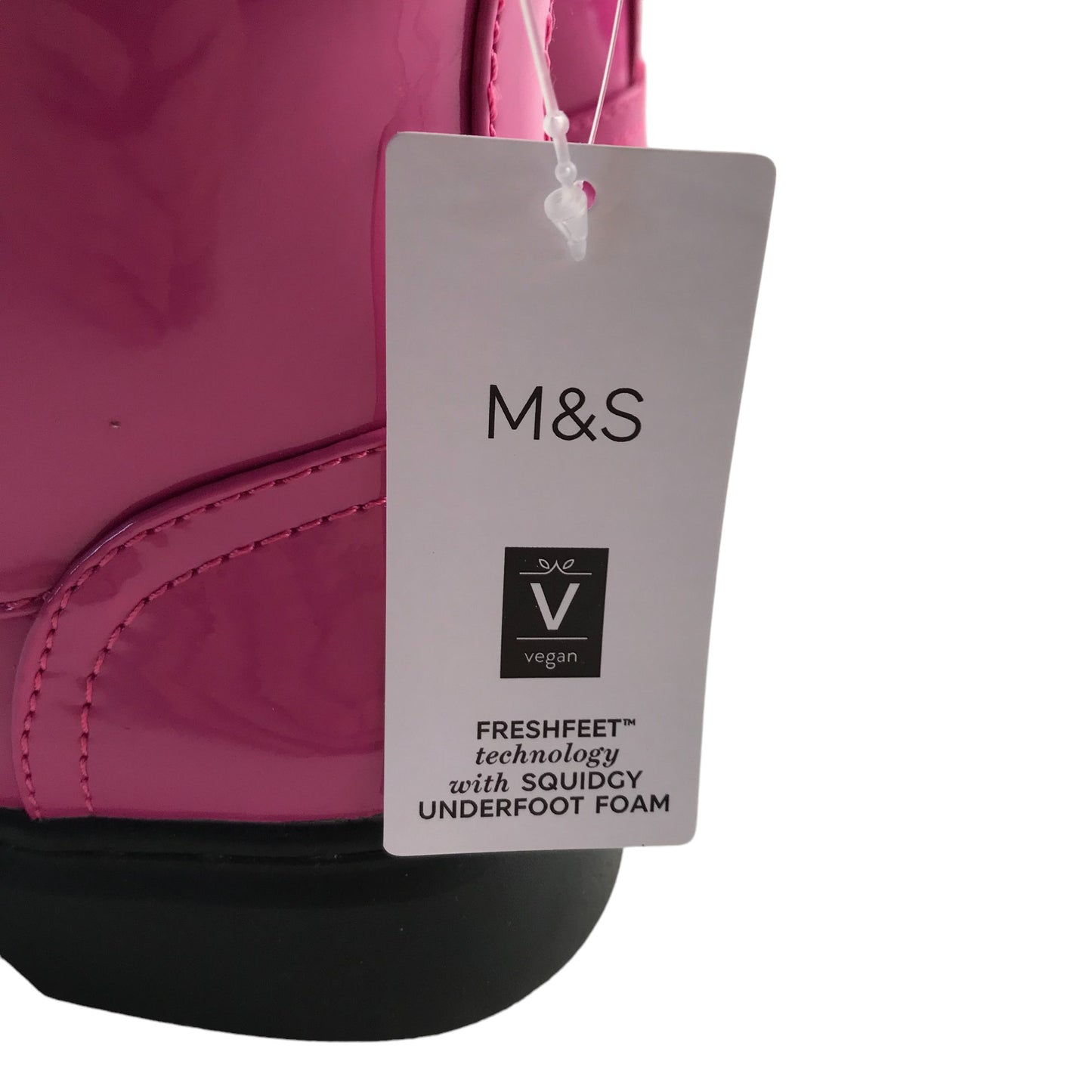 M&S Boots Shoe Size 1 Pink Shinny with black Velvet Laces