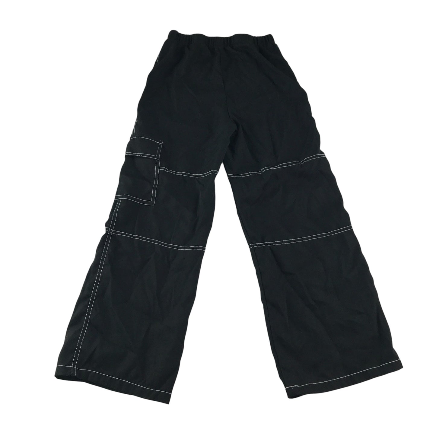 Shein trouser 8-9 year black elasticated waist straight leg adjustable belt