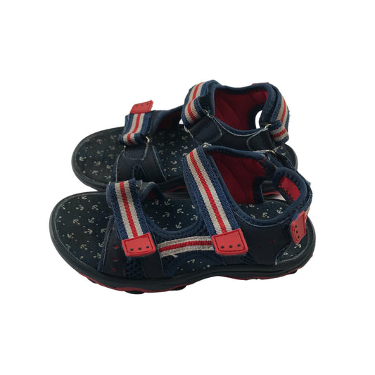 Tu Sandals Shoe Size 13 Junior Navy and Red Nautical Theme