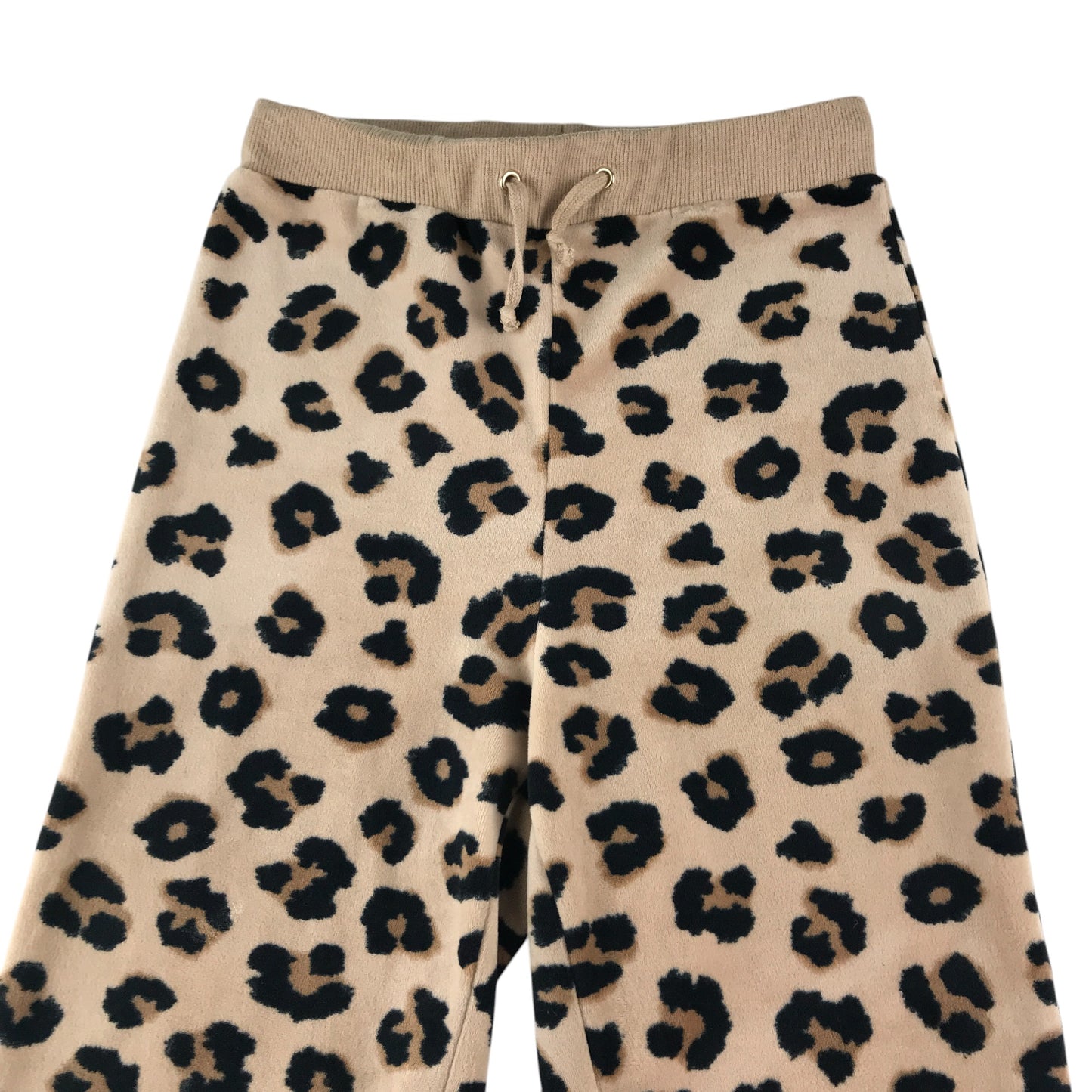 H&M trouser 9-10 year brown leopard animal print soft material pull on