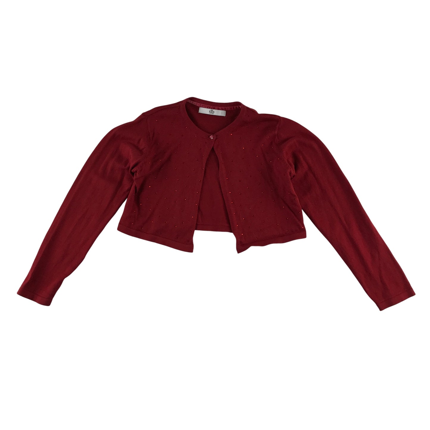 M&S Cardigan 6-7 Years red Knitwear cropped bolero gem detailing cotton