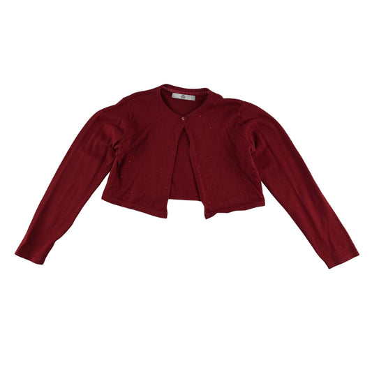 M&S Cardigan 6-7 Years red Knitwear cropped bolero gem detailing cotton