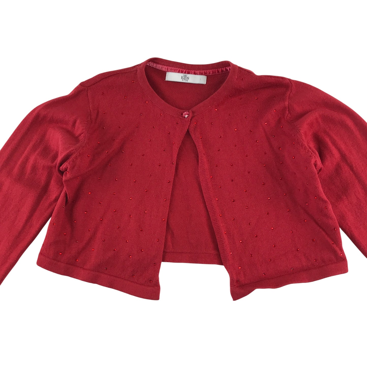 M&S Cardigan 6-7 Years red Knitwear cropped bolero gem detailing cotton