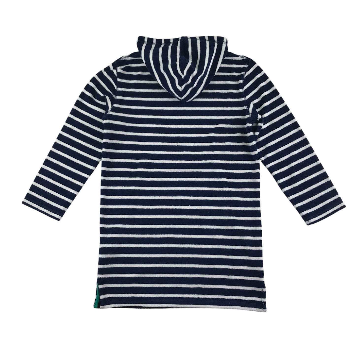 Mini Boden blanket hoodie 9-10 years navy and white stripy