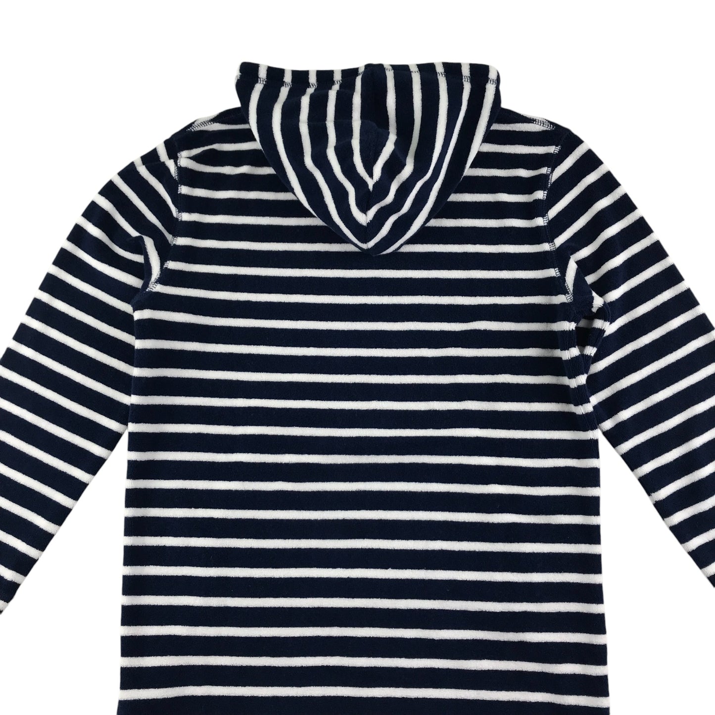 Mini Boden blanket hoodie 9-10 years navy and white stripy