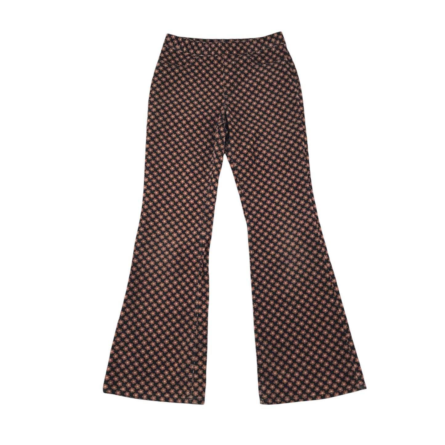 H&M trouser 9-10 year black floral print corduroy flared poll on