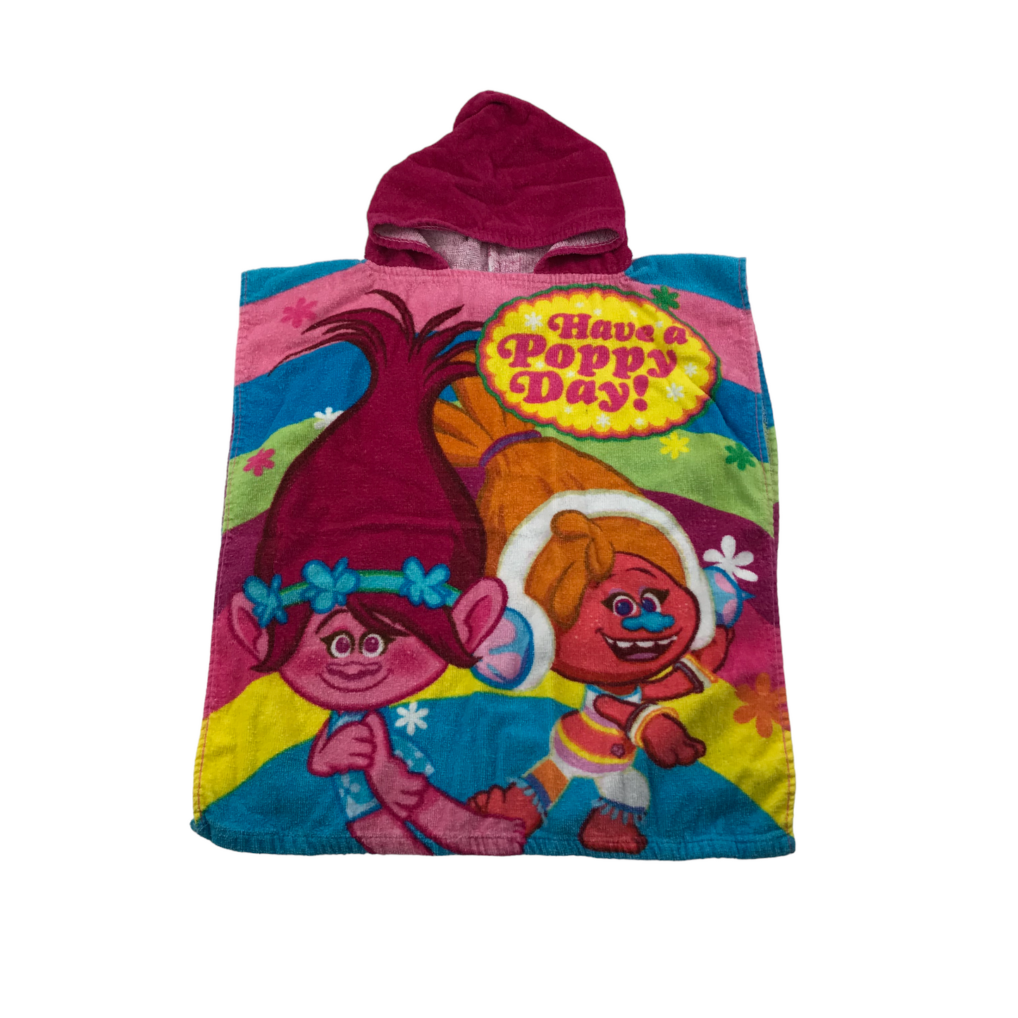 Multicoloured Trolls Poncho Towel Age 6