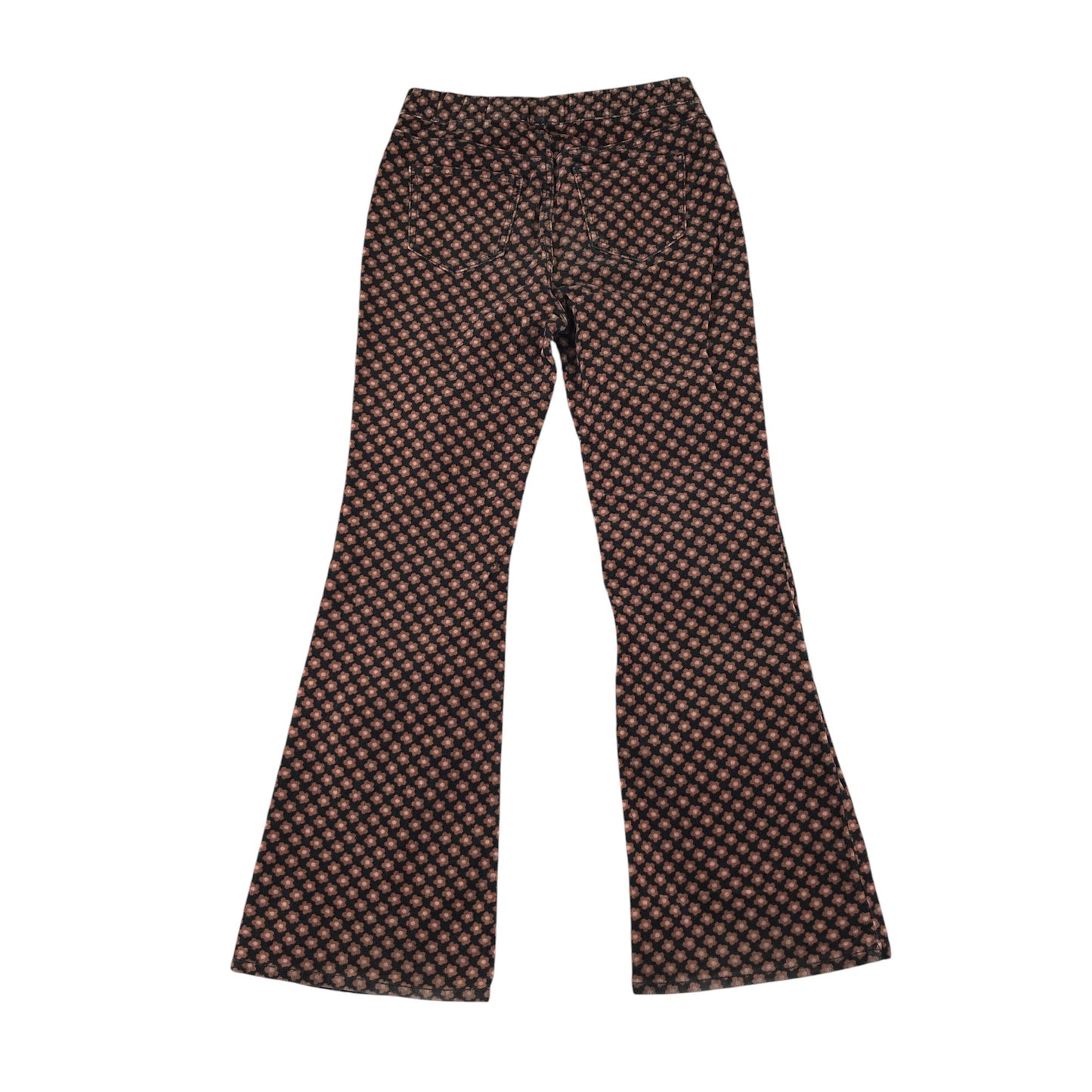 H&M trouser 9-10 year black floral print corduroy flared poll on