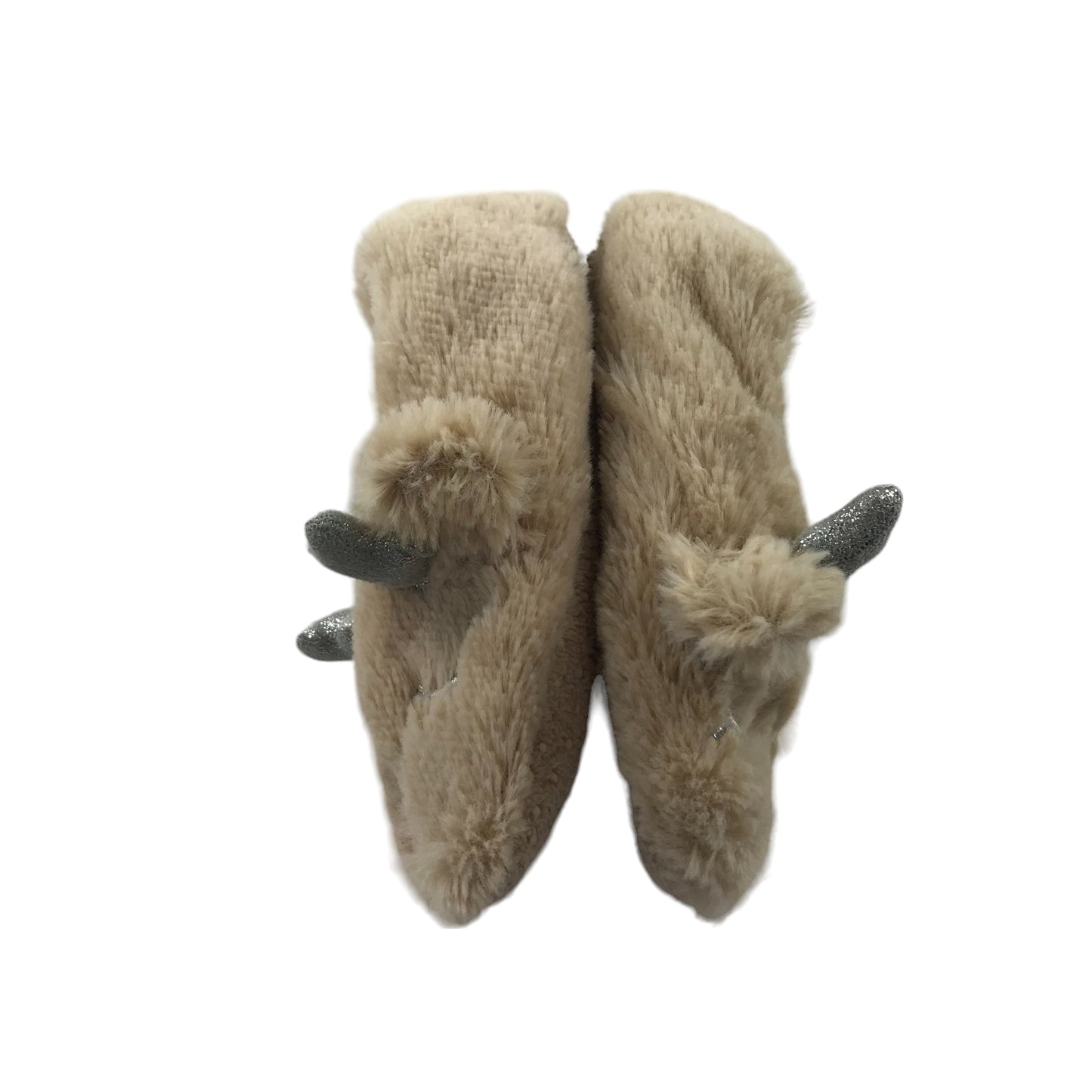 Slippers 11.5 Junior Light Brown Reindeer Antlers Fluffy