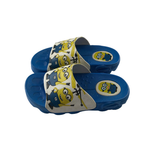 Sliders Shoe Size 11 Junior Yellow and Blue Minion Graphic Sandals