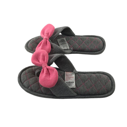 Debenhams Shoe Size 3.5 Grey Flip-flop Style with Pink Bowtie