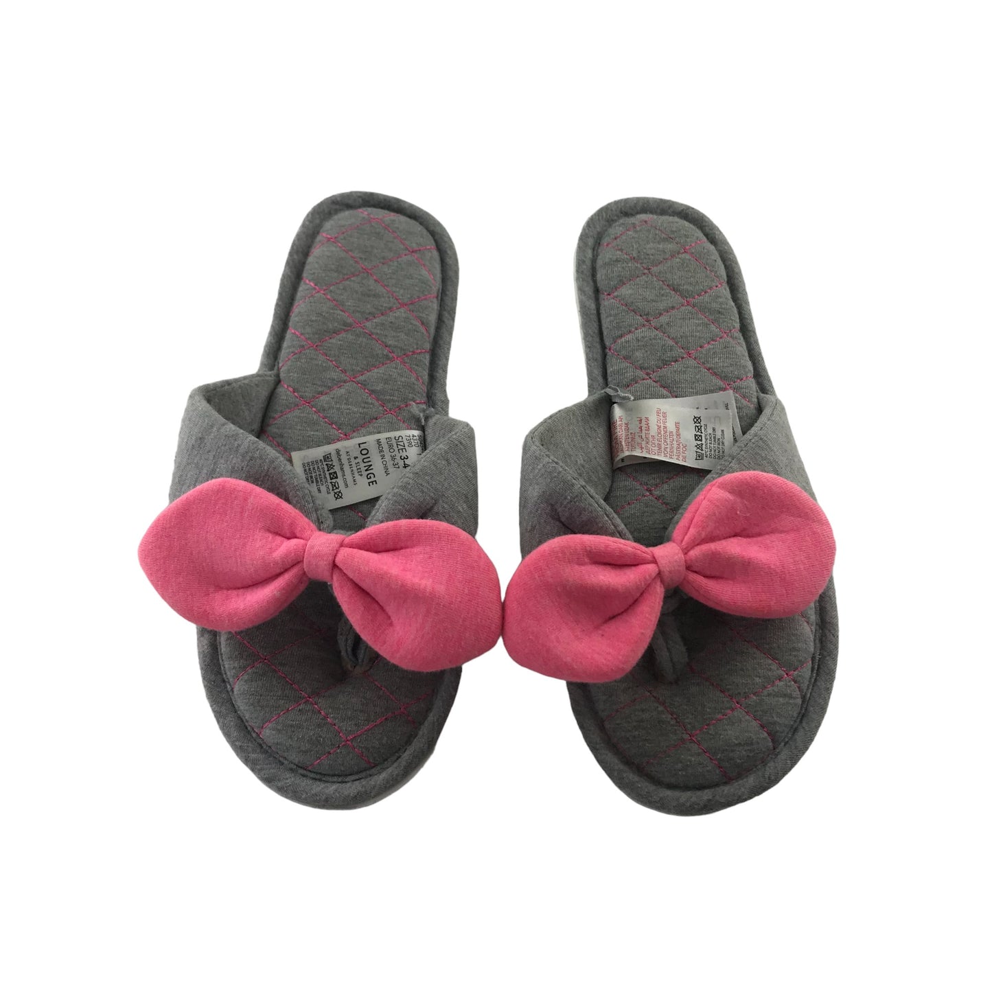 Debenhams Shoe Size 3.5 Grey Flip-flop Style with Pink Bowtie