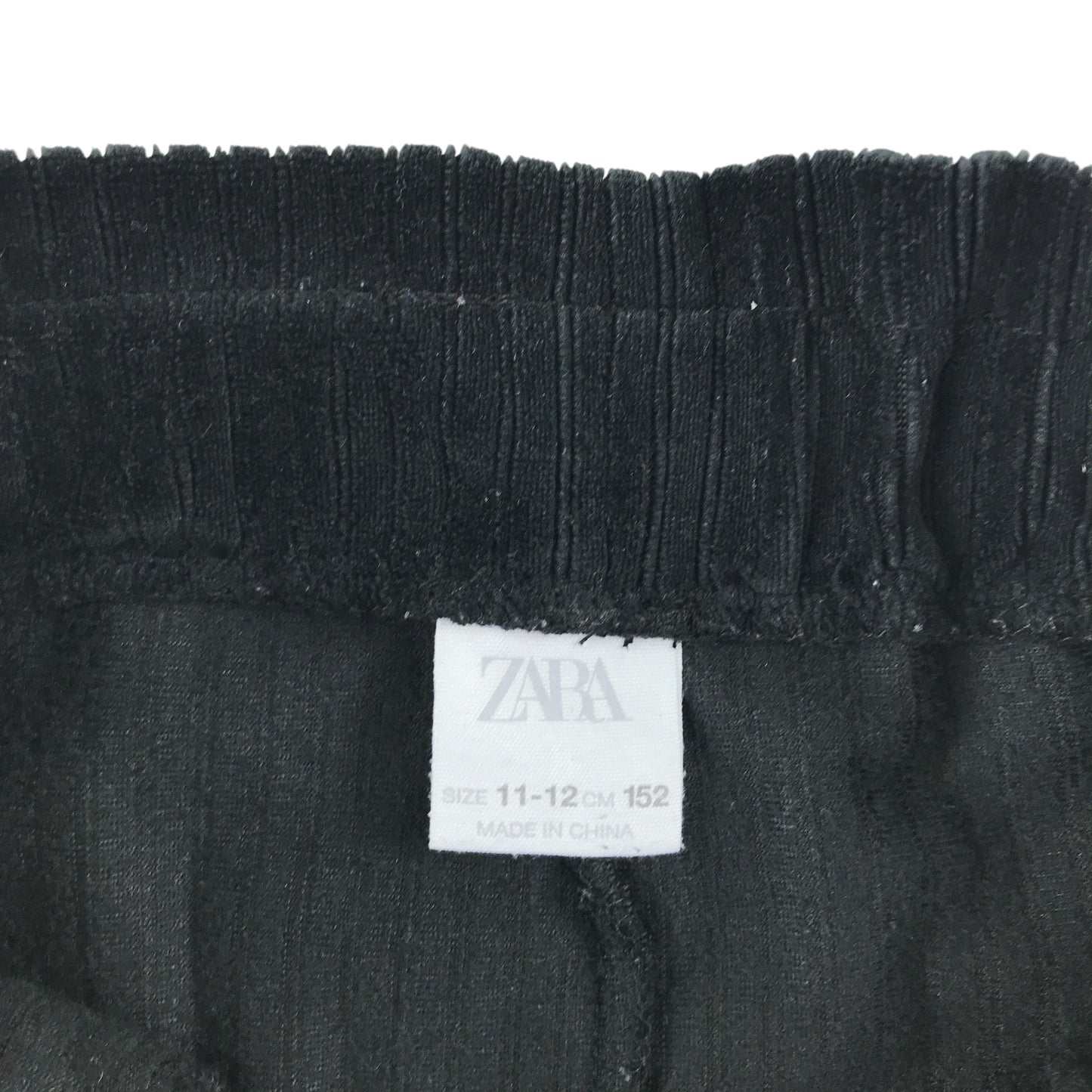 Zara trouser 11-12 year black plain velvety ribbed