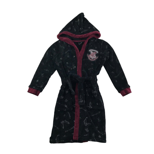 Tu dressing gown 9-10 years black Hogwarts robe burgundy detailing