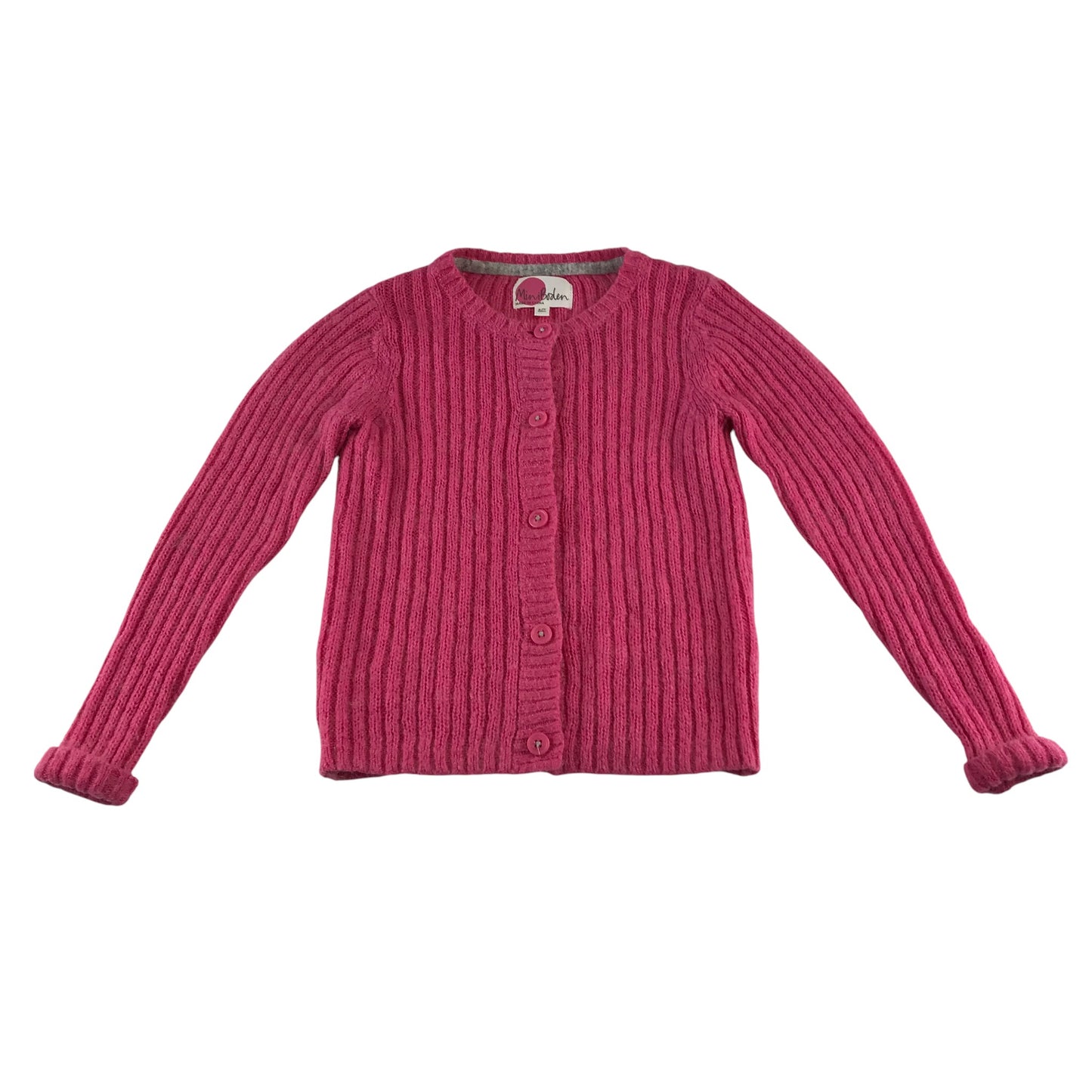 Mini Boden Cardigan 6-7 years pink knitwear rib texture wool mix