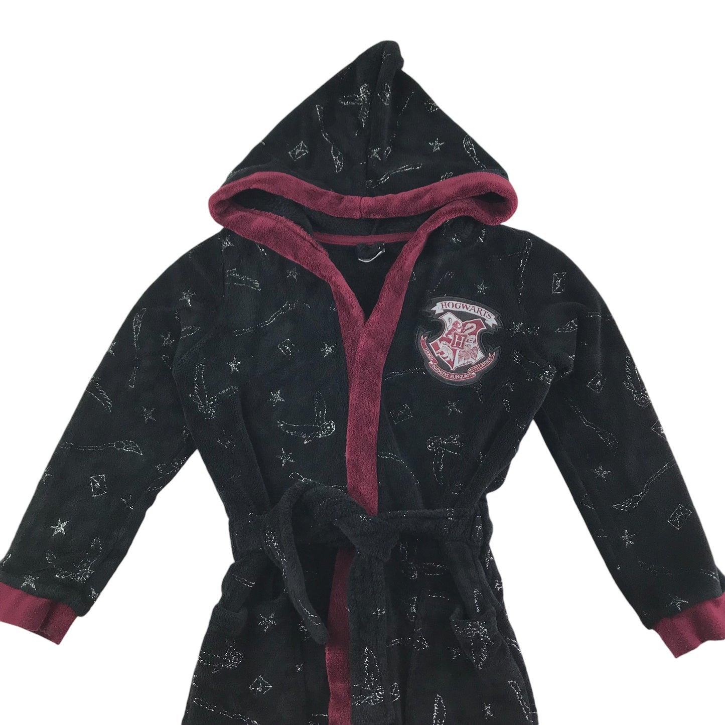 Tu dressing gown 9-10 years black Hogwarts robe burgundy detailing