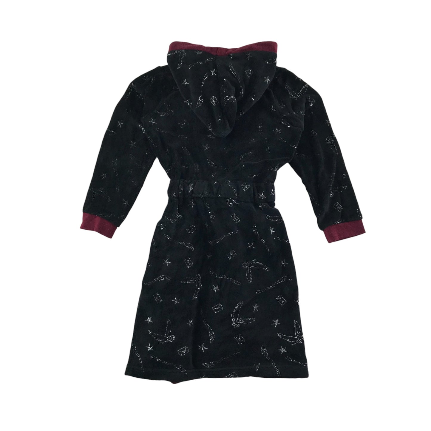 Tu dressing gown 9-10 years black Hogwarts robe burgundy detailing